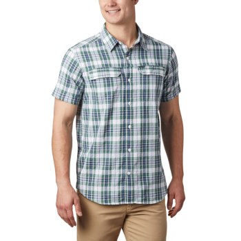 Columbia Overhemd Heren, Silver Ridge Short Sleeve Seersucker DonkerBlauw Bruin, 69AXMHGZT